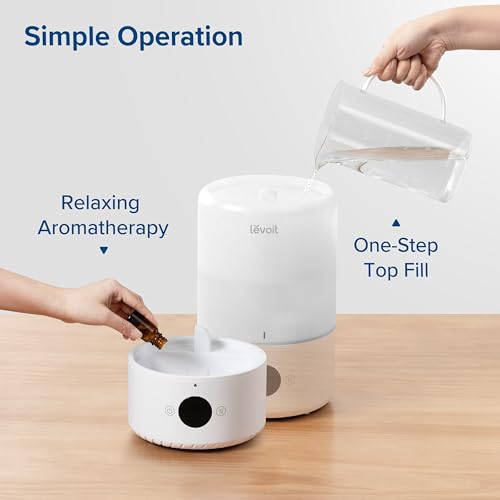 Image of LEVOIT Smart Cool Mist Top Fill Humidifiers for Bedroom with Sensor, Auto Humidity Setting, APP & Voice Control, Essential Oil Diffuser, Ultra Quiet Operation, Super Easy Top Fill, 3L, White