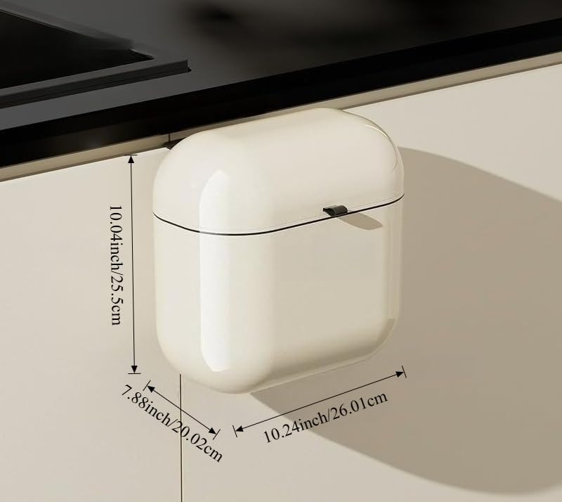 Caneca de basura montada en pared 9L Blanco crema miniatura 2