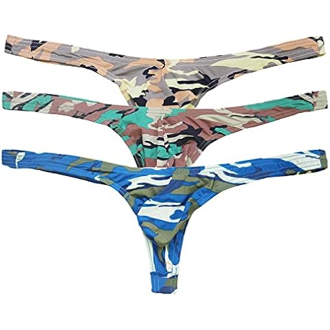 YUFEIDA Sexy Men's G-String Thong Underwear Camouflage Low Rise Briefs Underpants Pack Cover