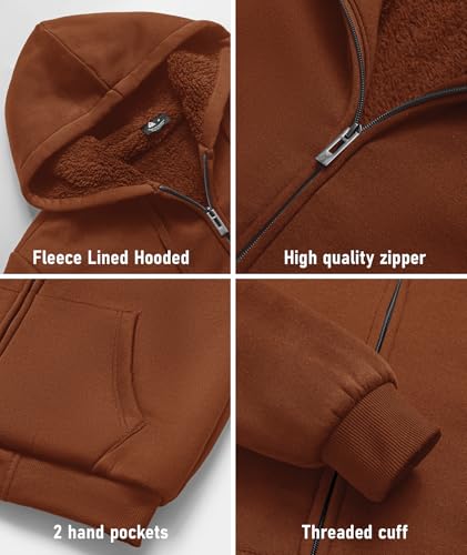 Image of SCODI Hoodies for Men Heavyweight Fleece Sweatshirt - Full Zip Up Thick Sherpa Lined Hooded Sweatshirts