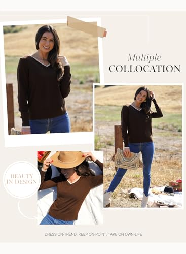 Dokotoo Womens Cashmere Sweaters Dressy Casual Long Sleeve V Neck Lightweight Ribbed Knit Wool Pullover Jumper Top3