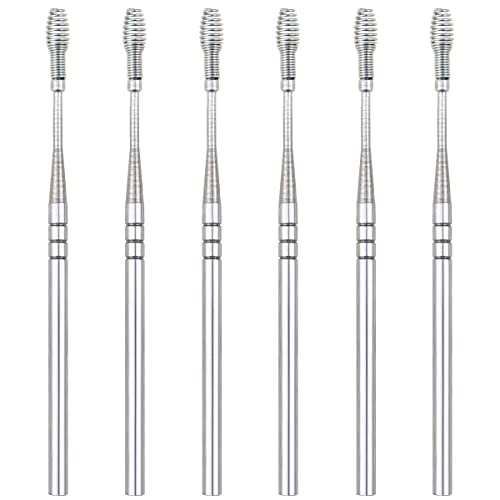 FERCAISH 耳垢除去キット - 6個 ステンレススチール スプリングイヤースクープクリーニングイヤーツール、360°スパイラルマッサージイヤーピック 耳道クリーナー 女性用 男性用 (シルバー)