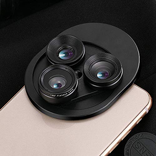 Fancysweety 3 in 1 Phone Telephoto Lens 198°Fisheye Lens & 20X Macro Lens & 0.62X Super Wide Angle Lens Clip-on Cell Phone Lens Kit