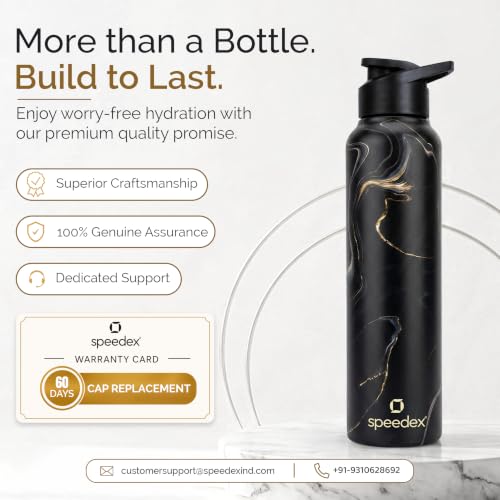 Image of Speedex Stainless Steel Water Bottle 1 Ltr (1000ml), BIS Approved, Leak-Proof Sipper Cap, Gold Mine Printed Design, Office, School, Travel, Daily Use, Men, Women, Boys, Girls, Kids, Set of 1