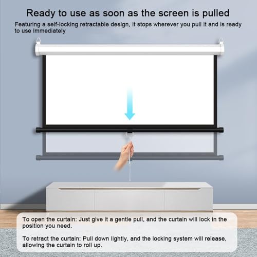 Pantalla Proyector Manual Retráctil 72'' 16:9 con Cierre Automático miniatura 2