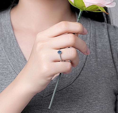 Birthstone Stackable Rings for Women: S925 Sterling Silver Stacking Ring Knuckle Ring with Oval Stone for Mom Wife Friends - Christmas Anniversary Birthday Jewelry Gifts2