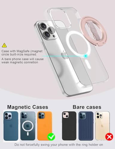 Image of EWA MagOne 3rd Gen [Compatible with MagSafe] Phone Grip Stand with Finger Strap, Removable Magnetic Ring Holder Kickstand Loop for iPhone 17,16,15,14,13,12 Series (Pink)
