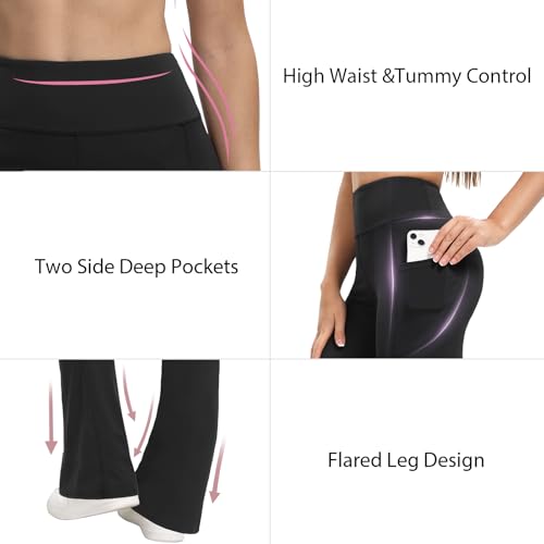 Women's High Waist Flare Yoga Leggings with Pockets Buttery Soft Bootcut Yoga Pants with Tummy Control Workout Pants2