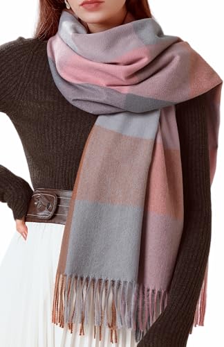 Womens Scarf Winter Blanket Cashmere Feel Large Scarves Thick Soft Warm Plaid Chunky Scarfs