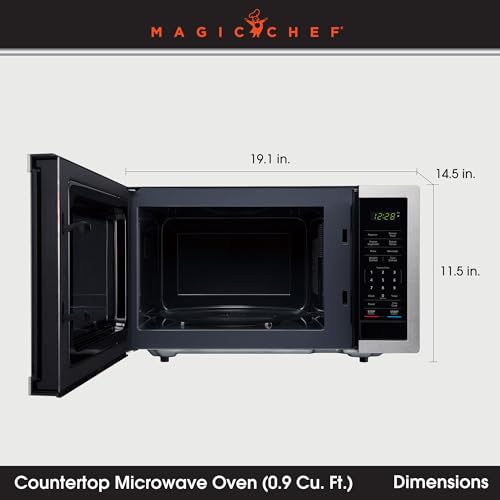 Image of 0.9 cu. ft. 900-Watt Countertop Microwave with Digital Touch | 6 Preprogrammed Cook Modes, Child Safety Lock, Glass Turntable, Auto Defrost by Weight or Time, Add 30 Seconds