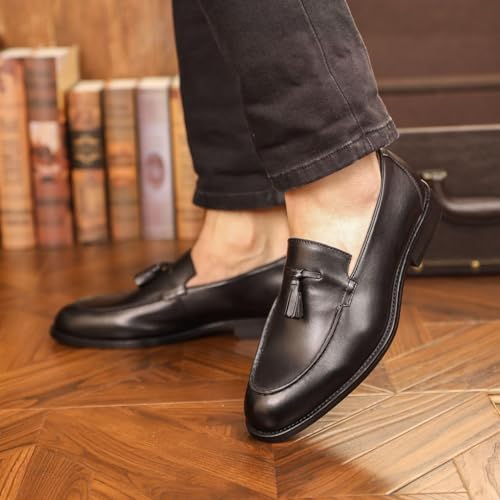 Leather Male Dress Shoes Business Mens Shoe Men Loafers Flats Round Toe Slip-On Solid Handmade Dress Shoes for Men3