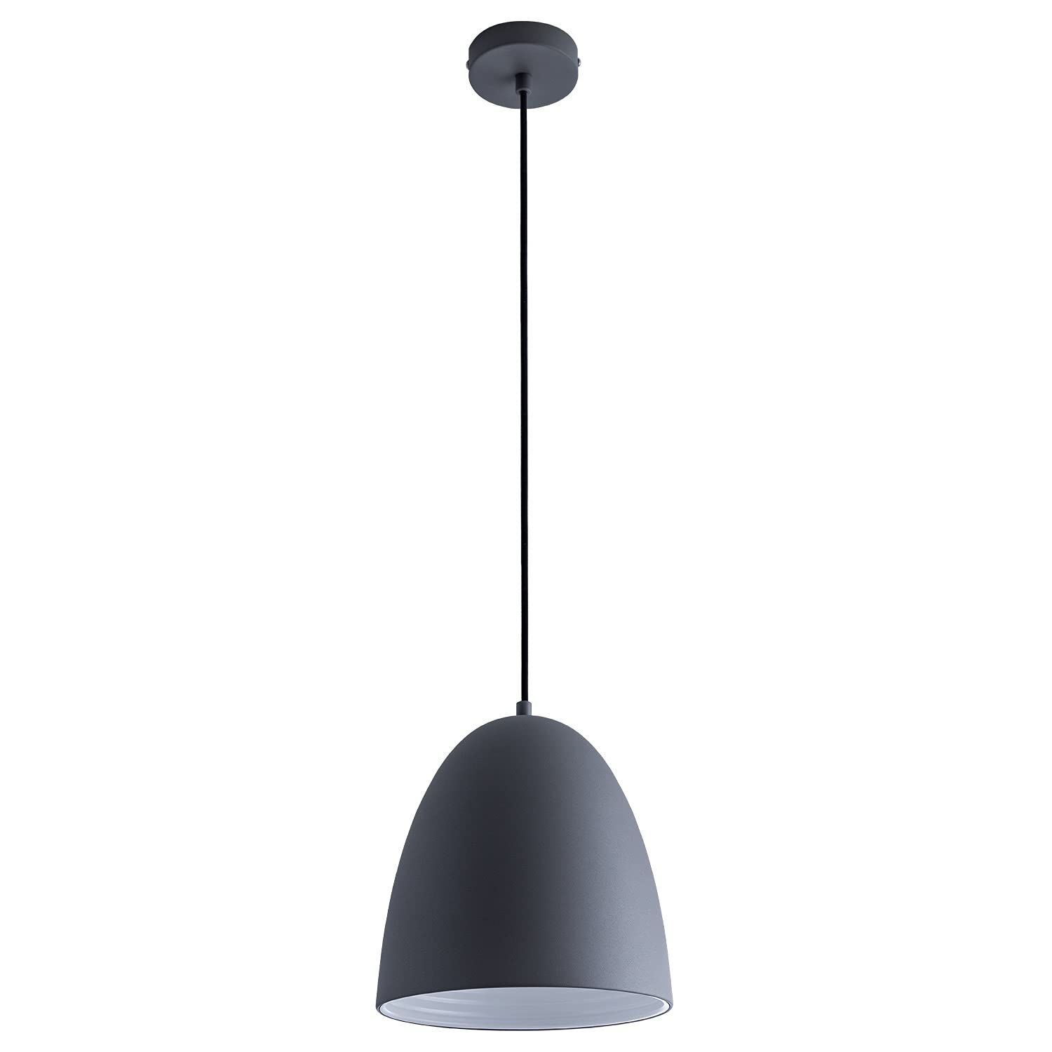 Paco Home Pendelleuchte Küchenlampe Hängelampe Esszimmer Esstischlampe Innen Gold Oder Weiß 1,5m Textilkabel Kürzbar E27, Leuchtmittel: ohne Leuchtmittel, Farbe: Grau-Weiß