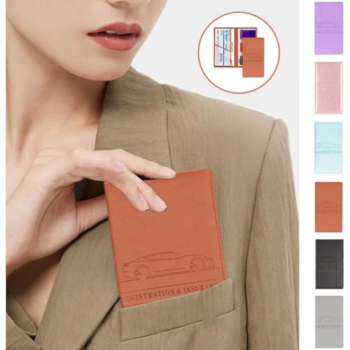 Civilizek Custom Car Registration and Insurance Card Holder, Civilizek Card Holder, Magnetic Vehicle Registration Organizer with Dual Slots, Fits Driver's License & Auto Paperwork (Brown)3