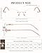 LUFF Rimless Reading Glasses for Women Blue Light Blocking Lightweight Metal Classic Computer Readers Anti Eyestrain