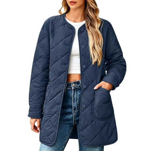 YRAETENM Quilted Jackets for Women Warm Mid Length Lightweight Puffer Coats - image 1