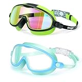 Seago Swim Goggles 2 Pack Anti-Fog Anti-UV Wide View Swimming Goggles for Kids 3-14