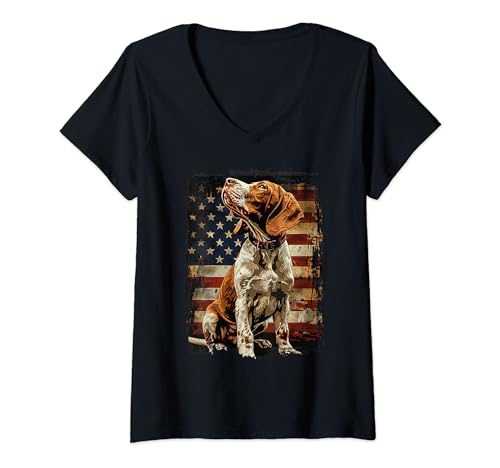 Mujer Bracco Italiano Bandera Americana Camiseta Cuello V