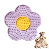 JEATHA Slow Feeder for Dogs Flower Shaped Silicone Lick Pad with Strong Suction Cups Anxiety Relief and Boredom Buster Toy Purple One Size