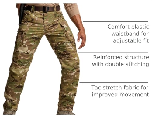 Image of CQR Men's Flex Stretch Tactical Pants, Water Resistant Ripstop Cargo Pants, Lightweight EDC Outdoor Work Hiking Pants