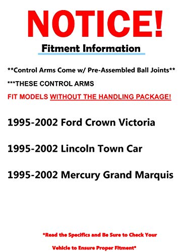 Image of Detroit Axle - Front End 12pc Suspension Kit for 1995-2002 Mercury Grand Marquis Crown Victoria Lincoln Town Car Control Arms with Ball Joints Tie Rods Replacement Idler Pitman Arm Adjusting Sleeves
