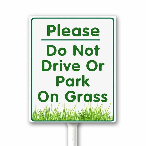 Do Not Park On Grass Sign, Please Do Not Drive Or park on grass Yard Aluminum Sign, Keep Off Grass Signs for Lawn, 20x30 CM Sturdy Rust Free Fade Resistant