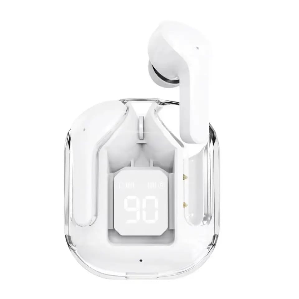 BULLSTORM Ultrapod Wireless Bluetooth In Ear Earbuds, Transparent Charging Case, Active Noise Cancellation, Led Digital Display, Bluetooth Earphones, Touch Control, Water Resistant (White) (B0D6GWP3FQ) Amazon Price History, Amazon Price Tracker