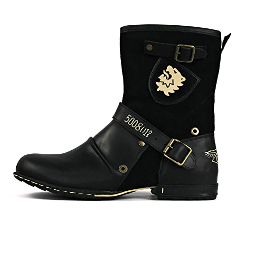 OSSTONE Moto Boots for Men Designer Fashion Zipper-up Leather Chukka western Boots Casual Shoes OS-5008-1-HH-US3