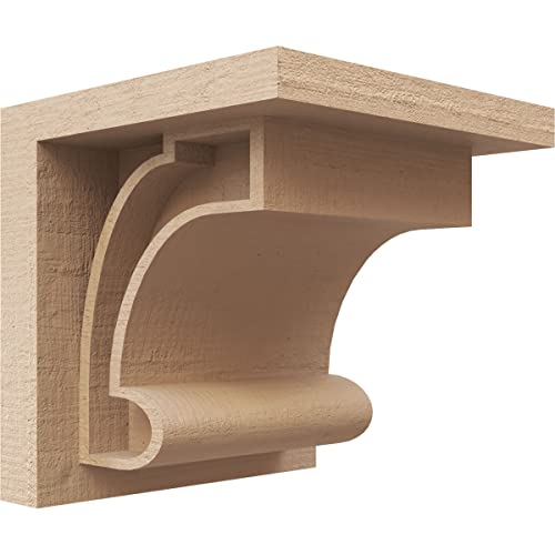 4"W x 4"D x 4"H Wide Alma Rough Cedar Woodgrain TimberThane Corbel, Primed Tan