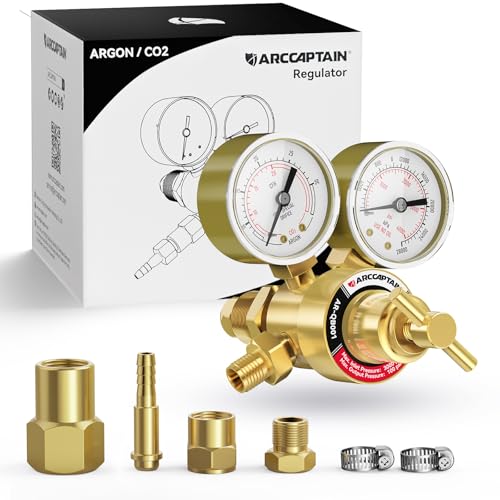 41zk TSdtpL. SL500 ARCCAPTAIN Argon CO2 Regulators, Welding Regulator for MIG and TIG, 0-4000 PSI, 0-30+ CFH, CGA580 and CGA320 Inlet Connection