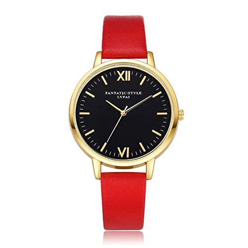 Reloj De Mujer Placa De Pesaje Casual Reloj De Cuarzo para Mujer Reloj De Selecci�n De Correa De Cuero De Moda Rojo