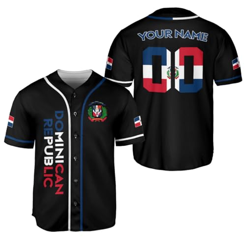Generic Personalized Dominican Republic Baseball Jersey Shirt,Team Name Republic Dominicana Baseball Jersey for Men and Women (Style 11), Small-5X-Large