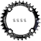 CYSKY Narrow Wide Chainring 104BCD 32T 4 Bolts Bike Single Chainring for 9 10 11 Speed, Perfect for Most Bicycle Road Bike Mountain Bike BMX MTB Fixie Track Fixed-Gear Bicycle (Round, Black)