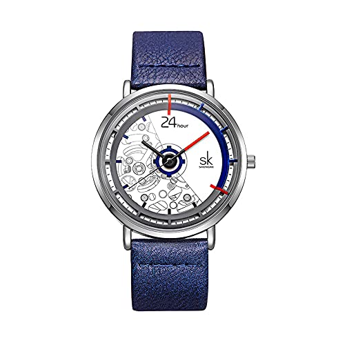 SHENGKE Analogue Mens White Dial Watch - 11K900402SK (Dark Blue Strap) (B09CFY5FJN) Amazon Price History, Amazon Price Tracker