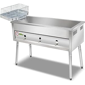 MAHNFEID Freidora de Gas para encimera Comercial de 40L/60L, freidora de GLP, freidora Independiente, Cocina al Aire Libre de Acero Inoxidable para Patatas Fritas, Restaurante, Cocina casera