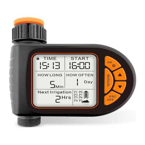 Programmable Sprinkler Timer with Rain Delay - Waterproof Digital Hose Controller for Automatic & Manual Garden Watering