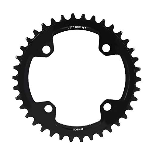 Elprico Juego de Platos de Bicicleta Moutain, 32/34/36/38 T BCD 104 Piezas de reparación de Anillo de Cadena de manivela Simple de Bicicleta de montaña de Acero(38T-Negro)