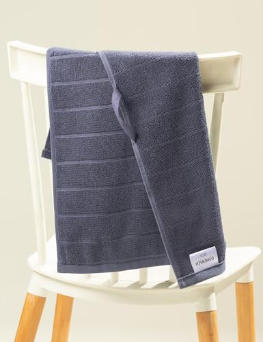 Image of DAMENSCH 100% Cotton Hand Towel, Super Soft Gym Towel for Men Workout, Ultra Absorbent Kitchen Towels Cotton, Quick Dry, Long Lasting Colours Hand Towel Set-Twilight Grey