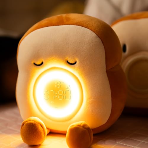 目覚まし時計 デジタル時計 置時計 子供向ぬいぐるみ 充電式ナイトライト 多機能 明るさ調整可能時計 振動目覚まし時計トースト ホルダー 目覚まし時計 ぬいぐるみ かわいい 贈り物 寝室 装飾 ベッドサイド目覚まし時計 MM