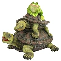 Design Toscano Wasserspeierfigur Laufende mit Schildkröte und Frosch, Mehrfarbig, 19 x 26,5 x 20,5 cm, QM2854700