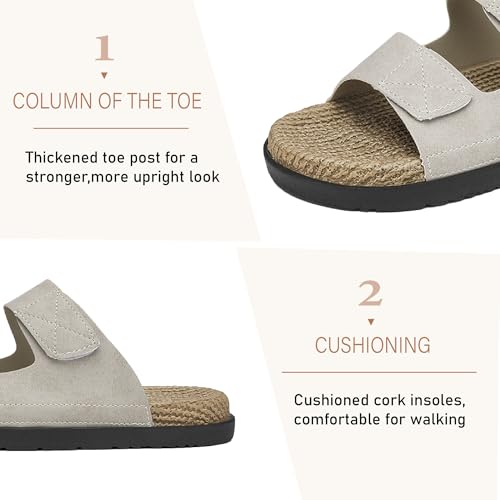 Asifn Men's Cork Insoles Sandals Open-Toe Adjustable Casual Slippers Lightweight Comfortable Flat Shoes3