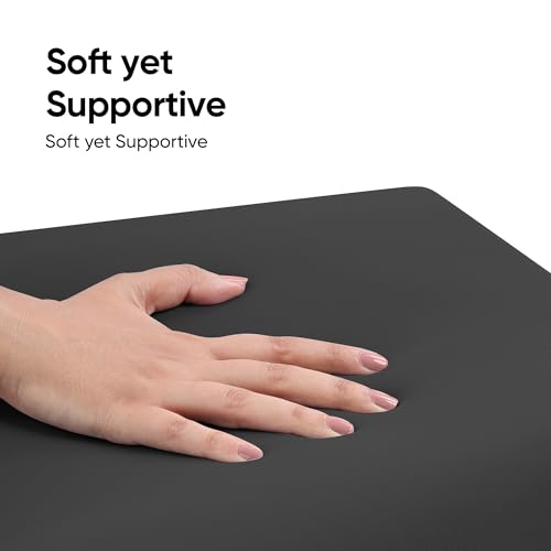 Image of Frido Cloud Seat Cushion with High-Density Memory Foam | Tailbone & Thighs Support Pillow | Washable Stretch Cover | Anti-Slip Base | Portable Handle | Ideal for Office, Car & Home Chairs, Black