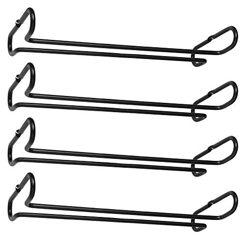 Milkary 4 Pack Steamware Wine Glass Hanging Rack Metal Stemware Holder Storage Wall Mount Under Cabinet Kitchen Bar Pub Black