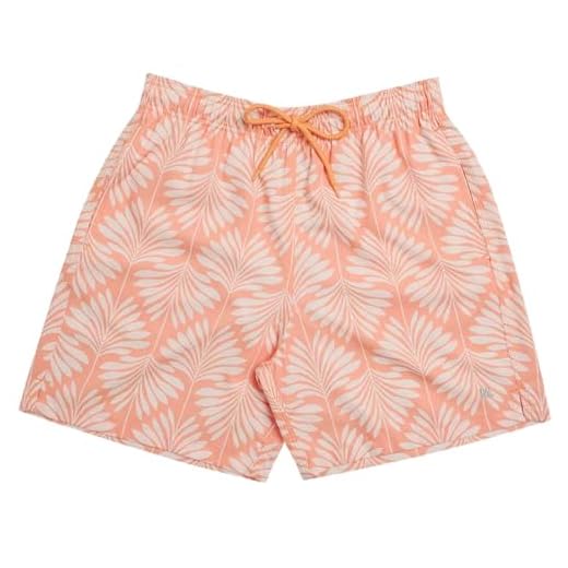 MASH Short Praia Masculino Bermuda Dryfit Elastano Folhas, Laranja Claro, M