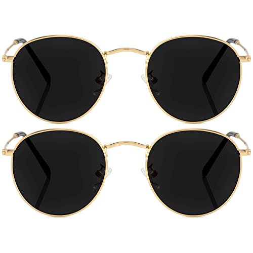 Image of Kursan Small Round Metal Polarized Sunglasses for Men Women Mirrored Lens Classic Circle Sun Glasses