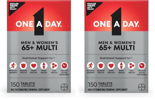 ONE A DAY Proactive 65+, Mens & Womens Multivitamin, Supplement with Vitamin A, C, D, and Zinc to Support Bone Health & Cell Health, Calcium, Folic Acid, Tablet 150 Count (Pack of 2) - image 1