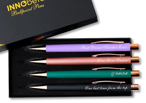 InnoBeta Dance Teacher Gifts Ballpoint Pen Set of 4, Funny Dancer Teacher Gifts for Women/Men, Office Tools for Appreciation, Birthday, Christmas - Best Ever