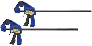 IRWIN Quick-Grip Mini One-Handed Bar Clamps 2-Pack 12-Inch: 150 lbs Force for Small Projects & Tight Spaces