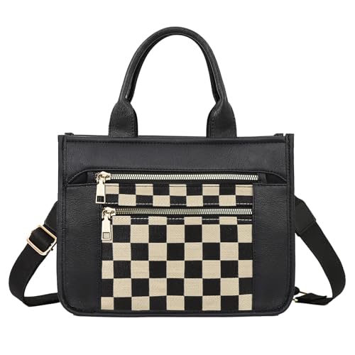 Bolso cruzado de cuero vegano a cuadros para mujer