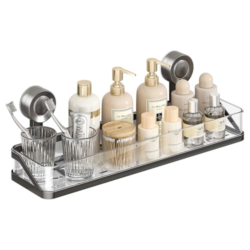 Bxmeet Shower Caddy Suction Cup Detachable Bathroom Shower Organizer for Bathroom Storage Wall Mounted Shower Shelves Rustproof Shelf No Drilling Large Capacity Removable Rack 1 Pack Grey