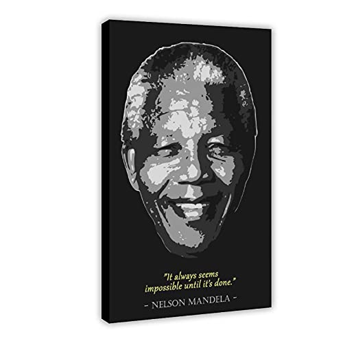 Poster sur toile Célèbre Celebrities Nelson Mandela pour décoration murale de salon, chambre à coucher, cadre : 50 x 75 cm
